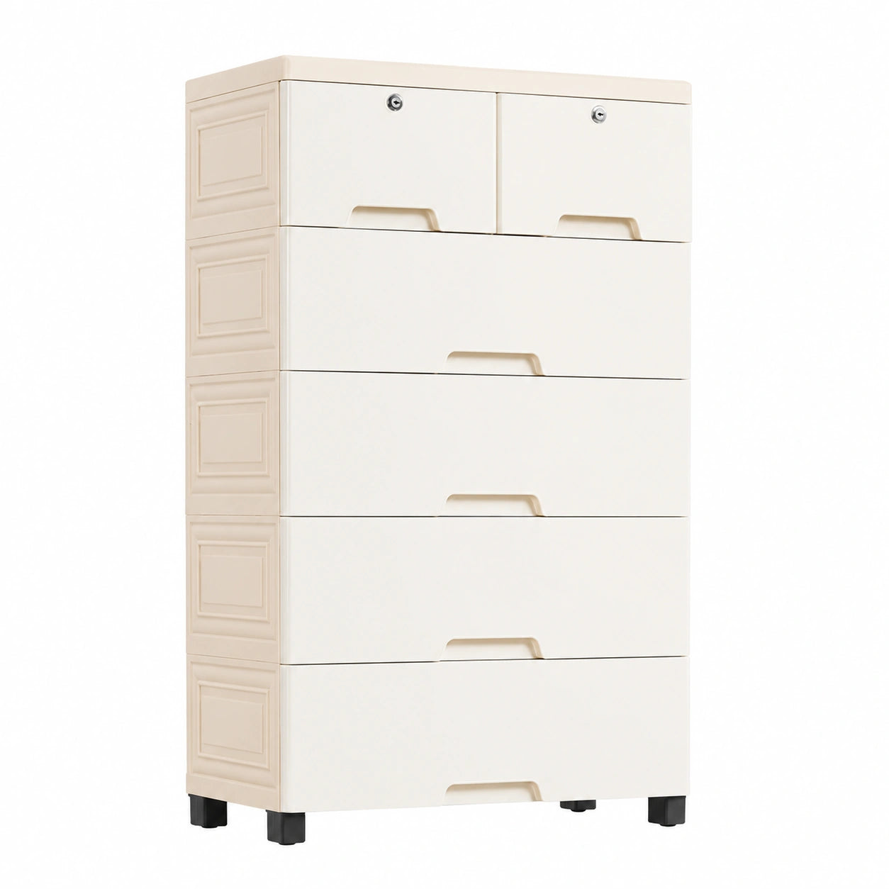 Armoire, avec rangement, coloris beige, pour la chambre