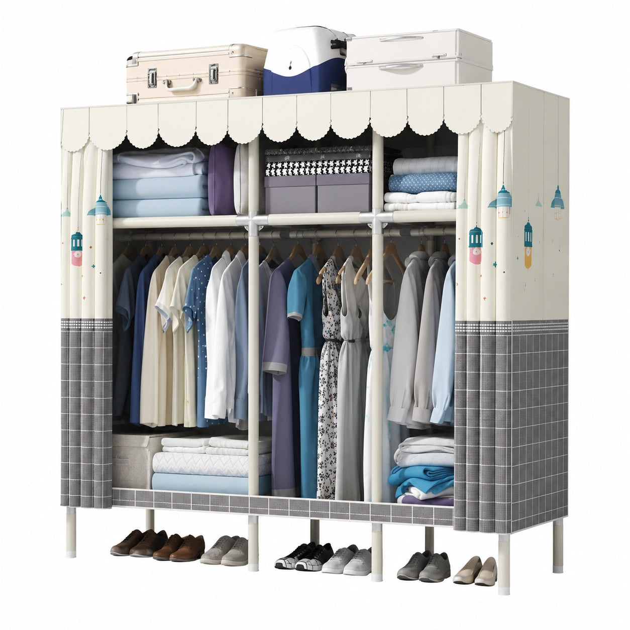 Armoire, avec étagères, en tissu, pour la chambre