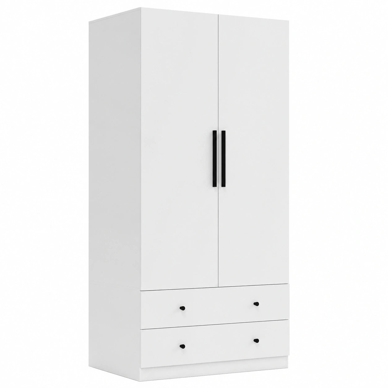 Armoire, avec tiroirs, avec portes, coloris blanc, 79 x 43 x 180 cm, pour la chambre
