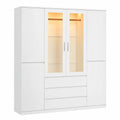 Armoire, avec tiroirs, avec portes, 160 x 48 x 180 cm, coloris blanc, pour la chambre
