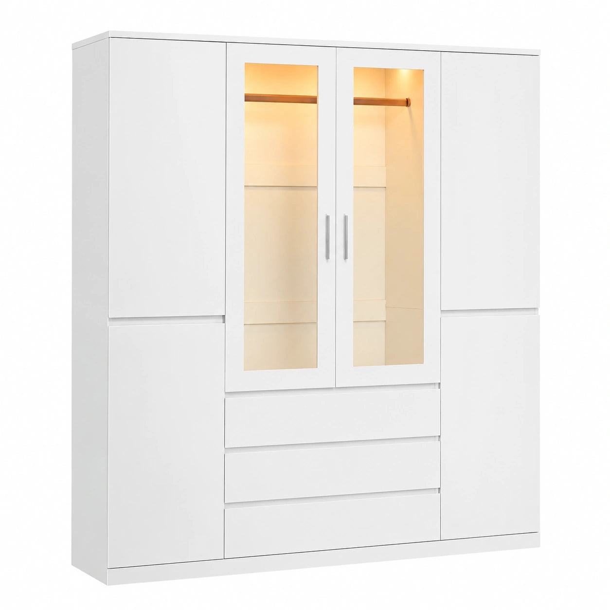 Armoire, avec tiroirs, avec portes, 160 x 48 x 180 cm, coloris blanc, pour la chambre