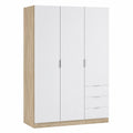 Armoire, avec tiroirs, avec portes, en chêne, 121 x 180 x 52 cm, coloris blanc, pour la chambre