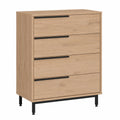 Armoire, avec tiroirs, en panneaux de bois, coloris gris et marron, 95 x 75 x 44,5 cm, pour la chambre
