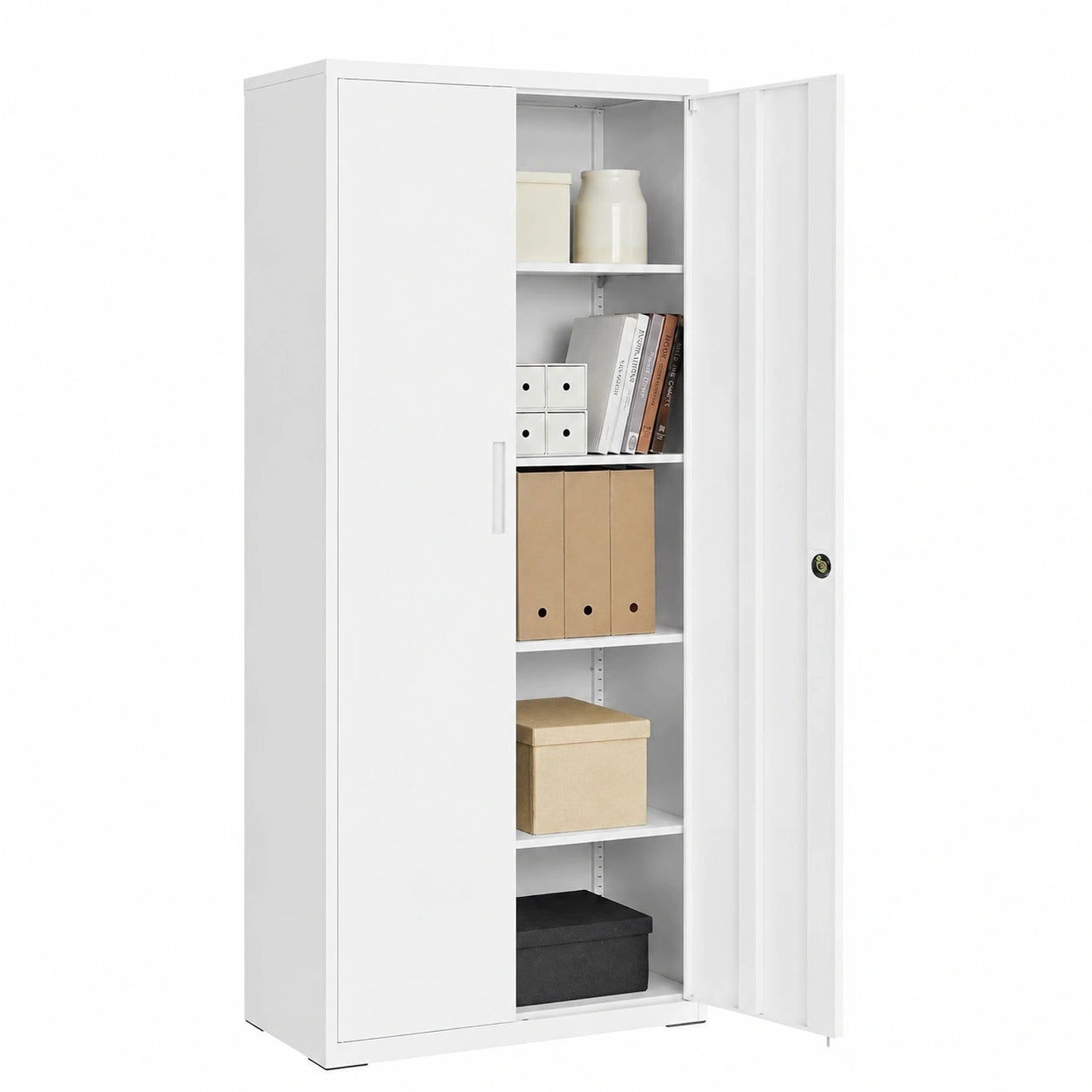 Armoire, réglable, avec rangement, avec étagères, en acier, coloris blanc, 40 x 80 x 180 cm, pour la chambre