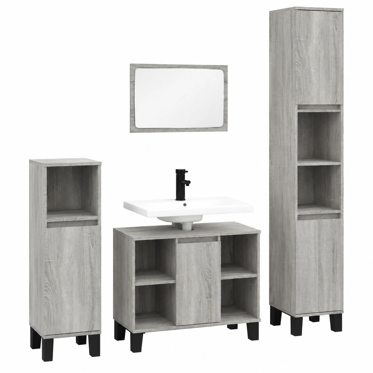 Armoire, avec rangement, 3 pièces, coloris gris, pour la chambre
