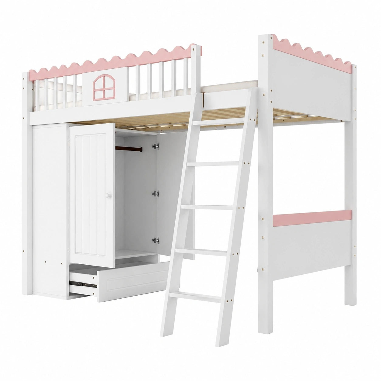 Lit gain de place, avec tiroirs, avec éclairage LED, 1 place, 90 x 200 cm, coloris blanc, pour la chambre