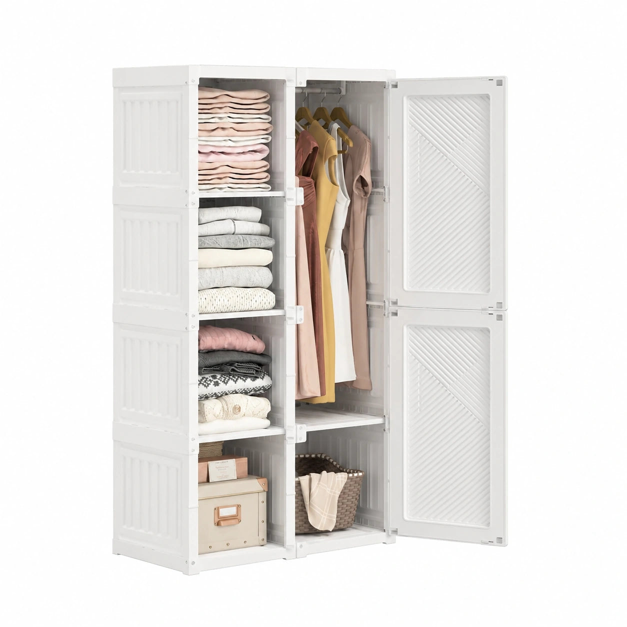 Armoire, pliable, avec rangement, avec portes, pour la chambre